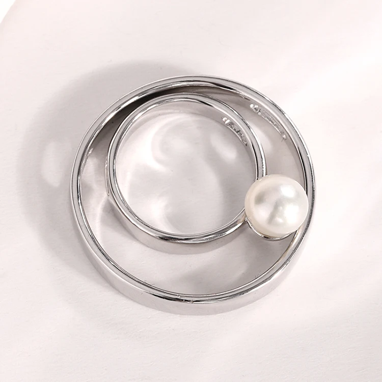 Dainty Geometry 925 Sterling Silver Fresh Water Pearl Jewelry  Double Circle Pendant Minimalist Jewelry Necklaces For Sale