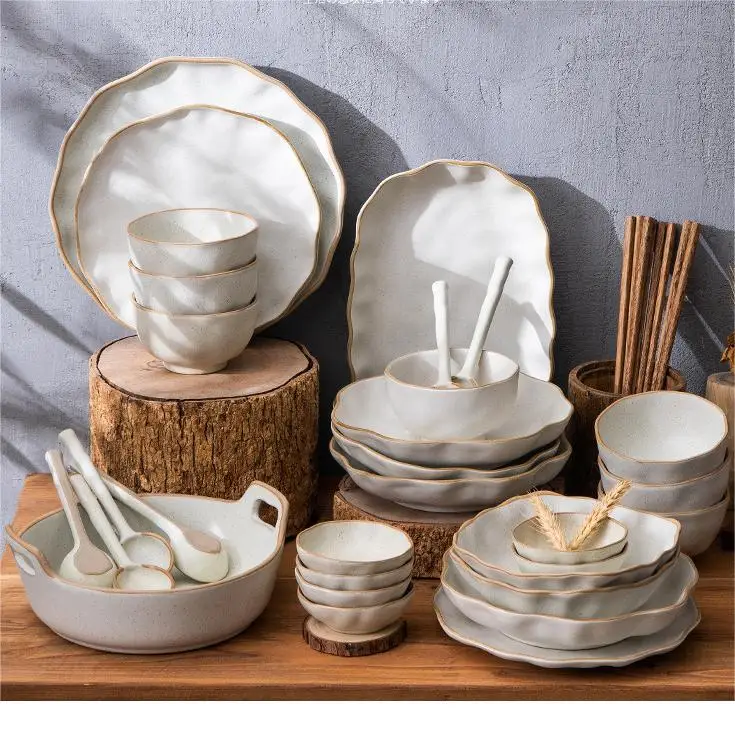 Restaurante Porcelain Geschirr Dish Japanese Dishes Crockery Platter Ceramic Plate Restaurant Plate Set Green Dinnerware Sets