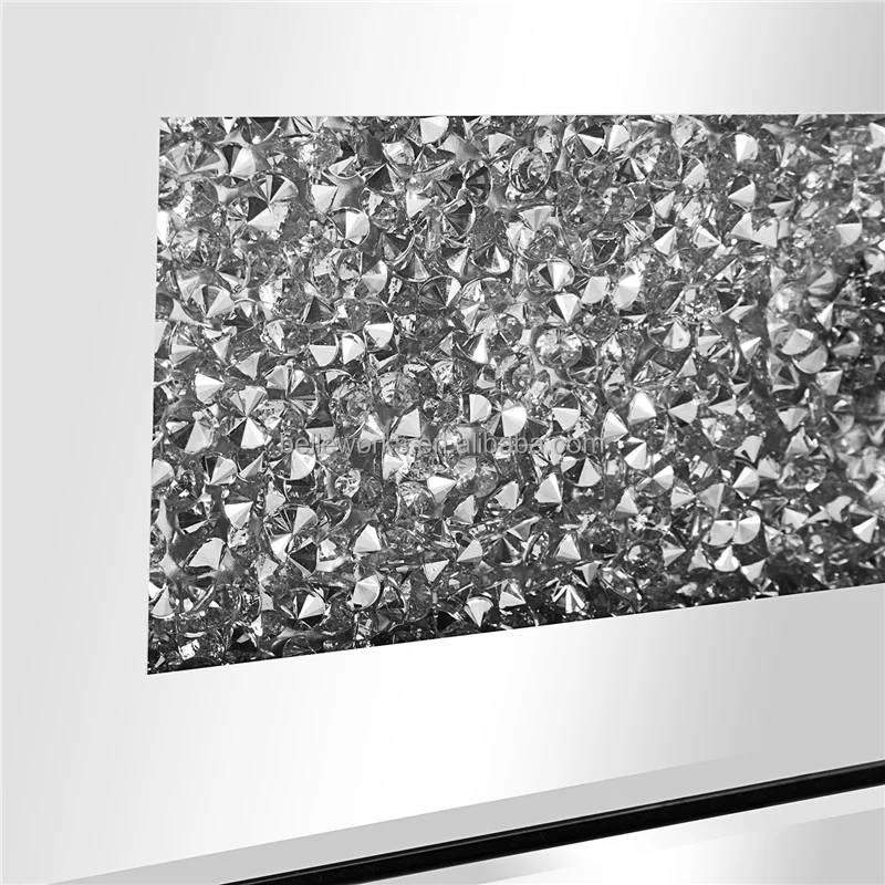 Luxury Crushed Diamond Makeup Table Vanity Dresser Set Mirrored Dressing Table with Mirror and Drawers