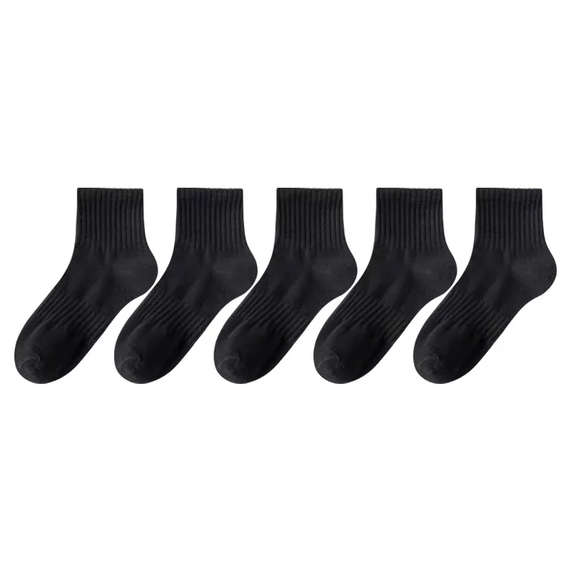 Unisex Compression Crew Length Cotton Socks Black and White Breathable Knit for Spring with Logo on Bottom Cuff for Running