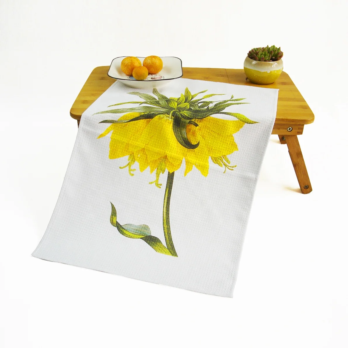 2022 small hand fabric farmhouse custom print reusable microfiber polyester white waffle weave tea sublimation kitchen towels