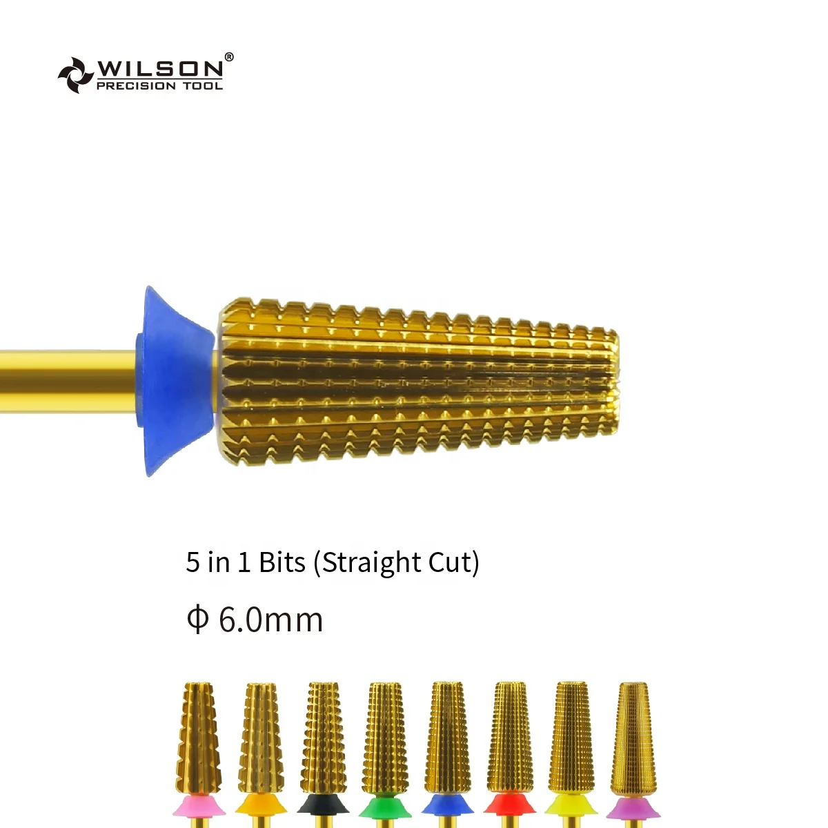 6.0mm 5 in 1 Bits-Straight Cut TiN coating Durable Carbide Nail Drill Bits for Efficiently Removing Gel Safety-focused Nail Tool