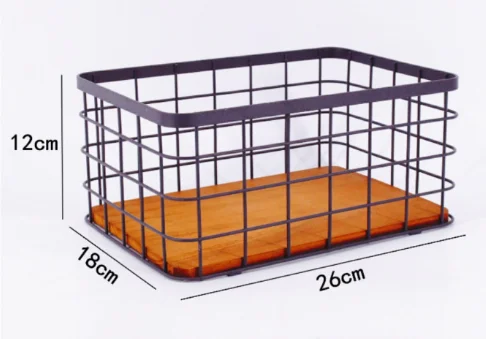 
Small Wire Basket With Wooden Base 