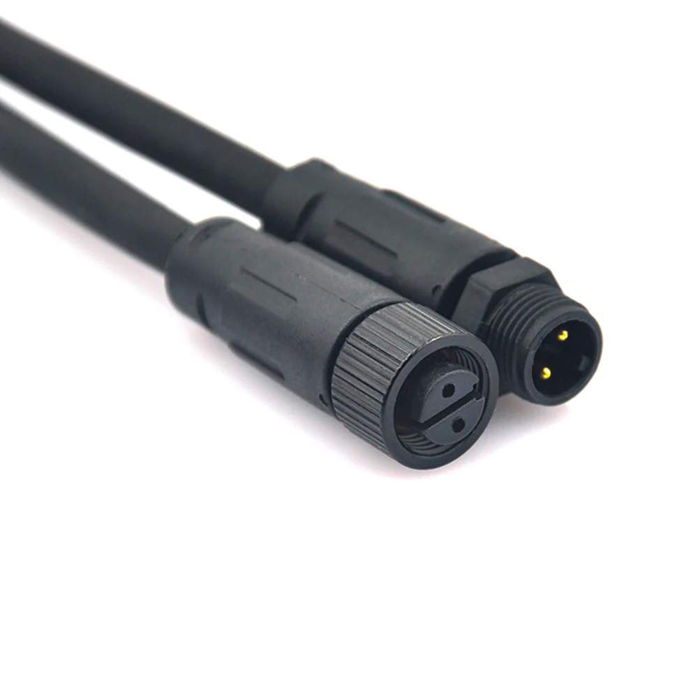 Factory IP67 Circular Female Male M12 2 Pin LED Power Cable Waterproof Wire Connectors