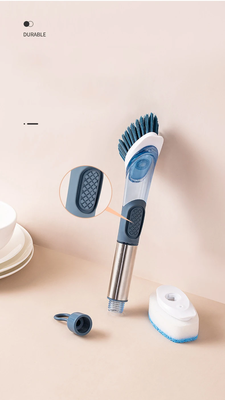 Household Kitchen Oil Stains Pot Washing Brush Long-handled Cleaning And Liquid Dishwashing Sponge Brush