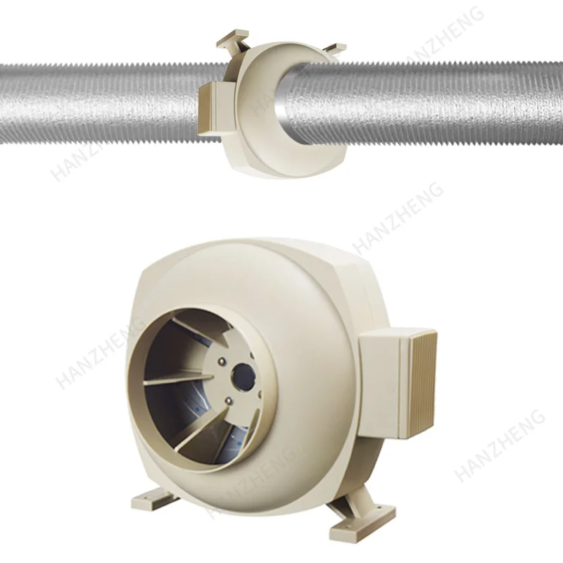 130W Radial Fan Strong Wind Circular Centrifugal Duct with Solid Base Smoke Ventilation Sealed Cable Connector