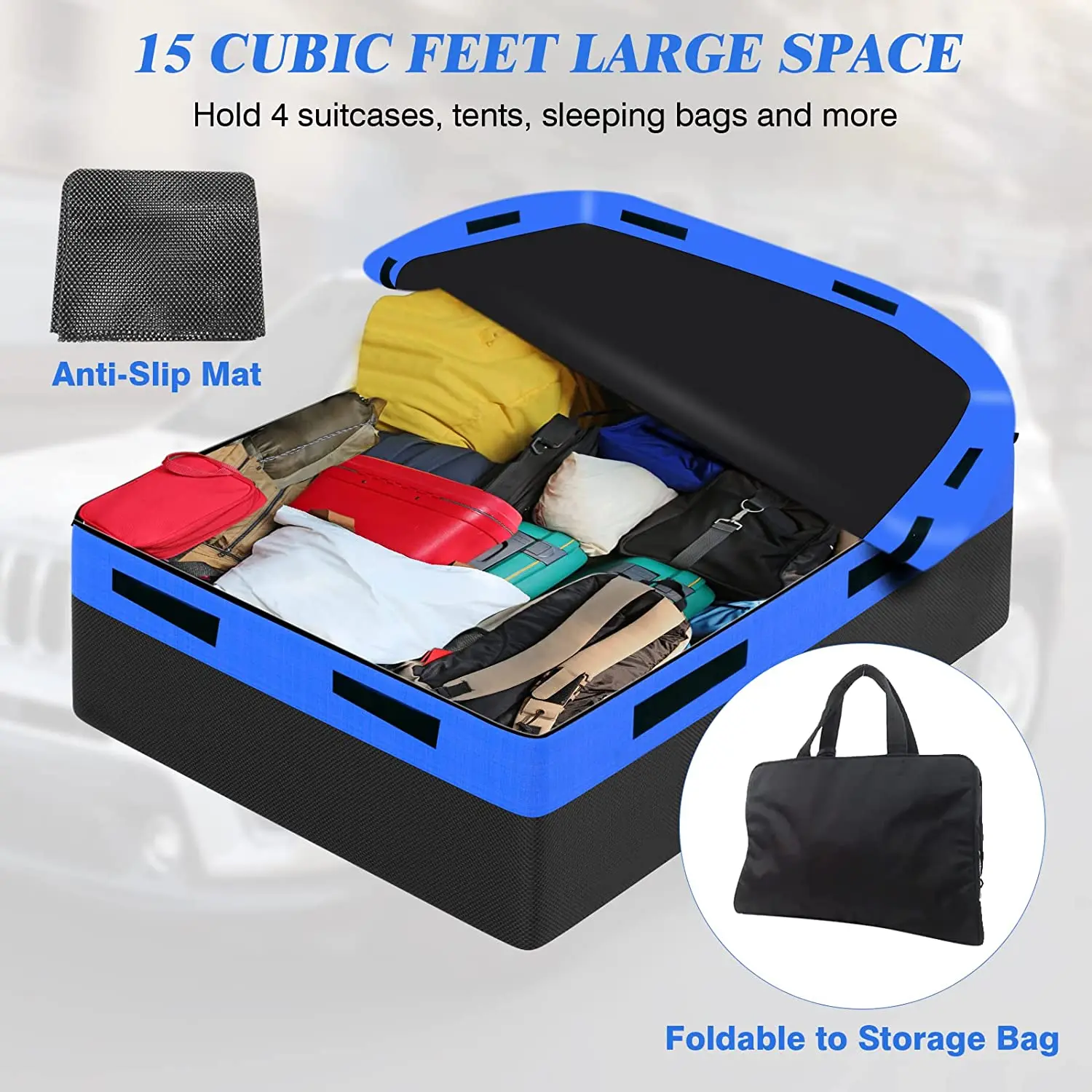 Large Capacity Roof Bag Car 15 20 21 23 Cubic Feet Waterproof TPU Car Roof Storage Box for Outdoor Travel