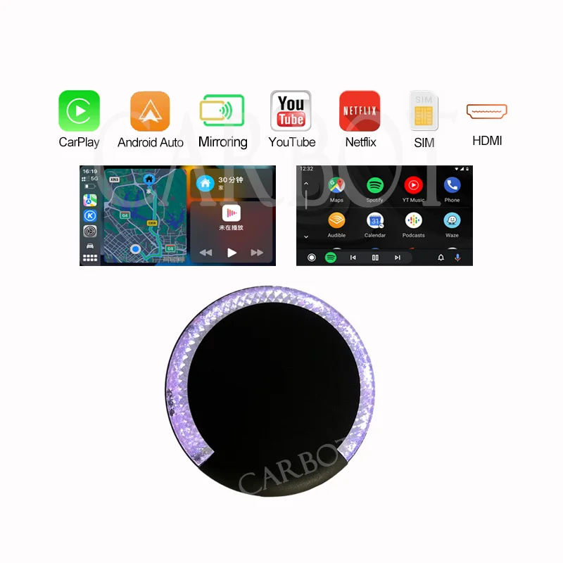 Multimedia Portable Wifi Android 13 Wireless Carplay Adapter Car Ai Box 64Gb 256Gb Sim For Youtube Game Tv Netflix Apps Benz