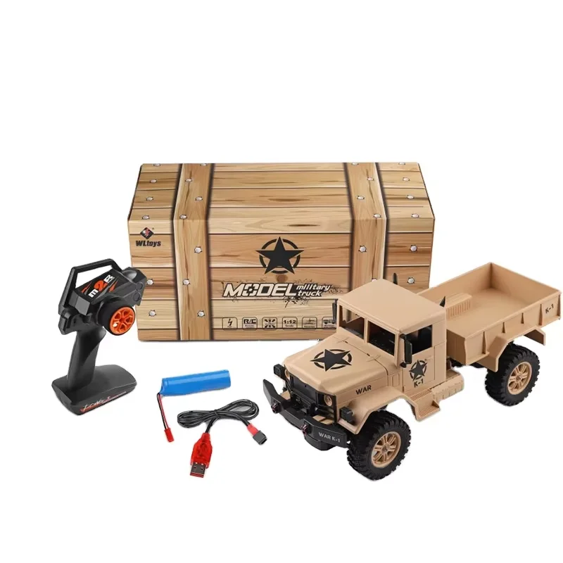 Wltoys 124301 Rc Car 1:12 2.4G 10km/h Electric Remote Control Four-drive Army Truck Simulation American Dodge Military Truck Toy