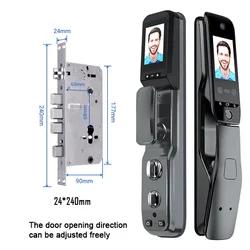 Tuya APP Remote Control Voice Intercom 3D Face Recognition Smart Lock With Camera Palmprint Fingerprint Password Smart Door Lock