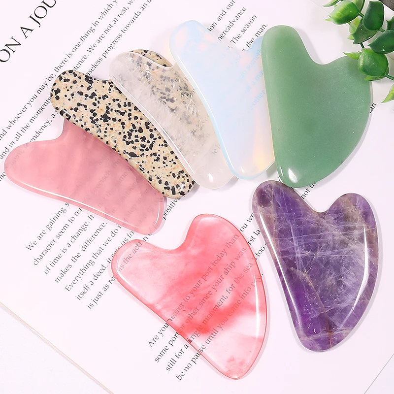 Wholesale Facial Massage Gua Sha Tool Jade Massager Natural Rose Quartz Amethyst Jade Black Gua Sha Facial Scraping Board