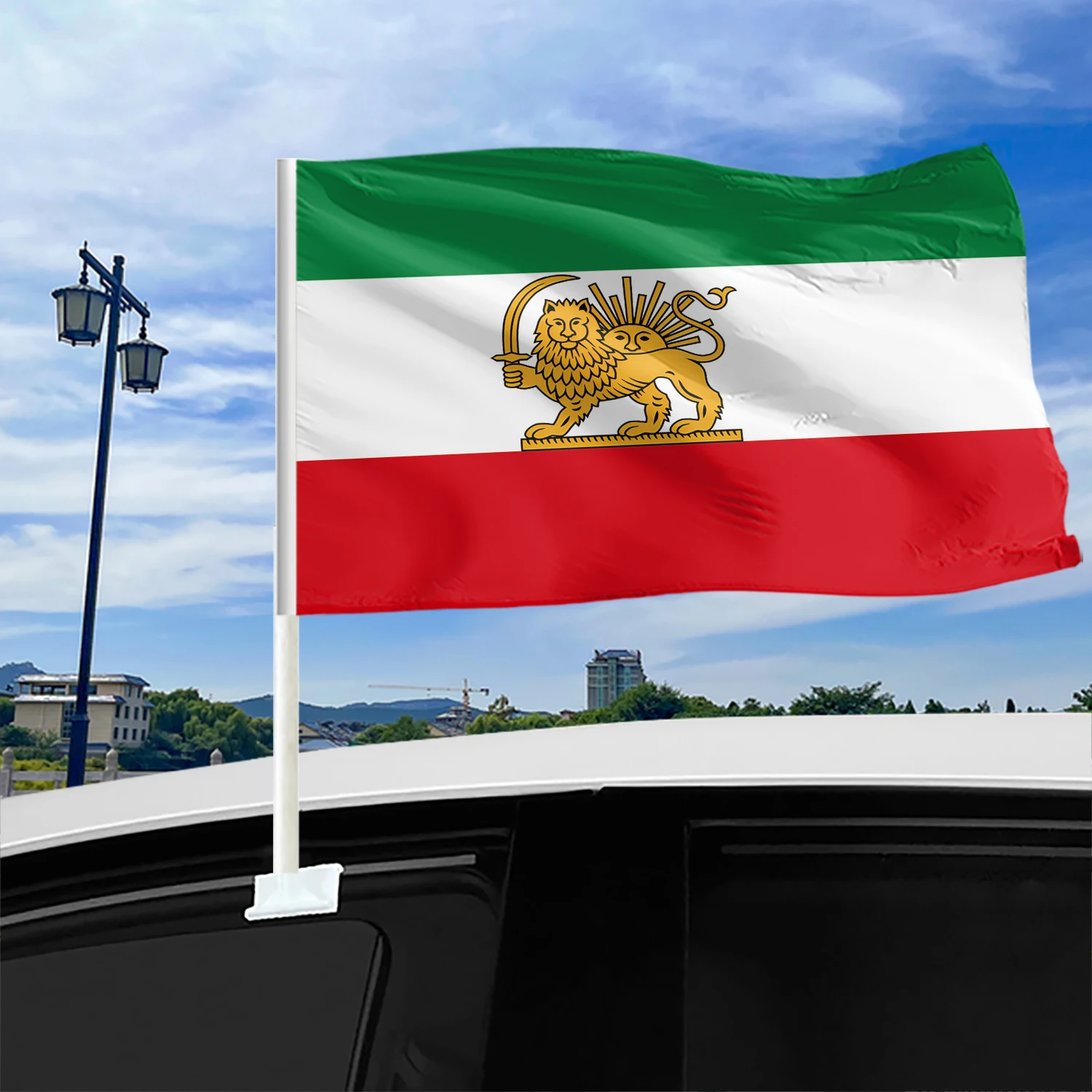 High quality Old Historic iera Car Flag with Lion Crown  Car Window Flag Iera Iran flag
