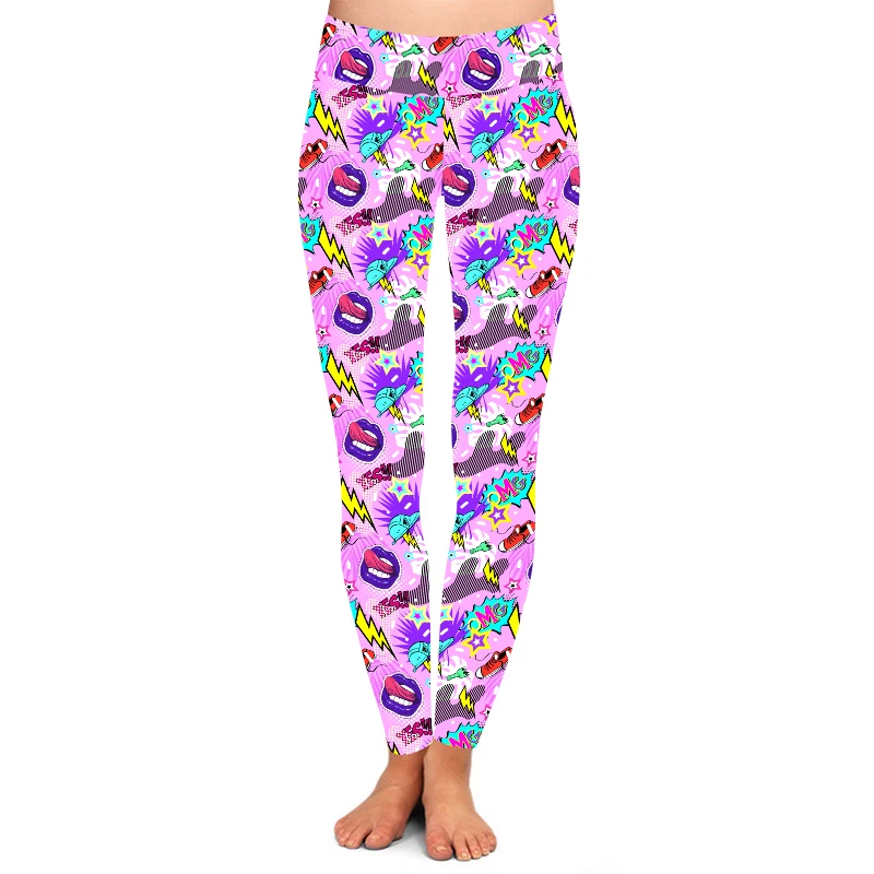 Hip hop funky print Women High yoga waist buttery soft 92% polyester 8% spandex leggings for women