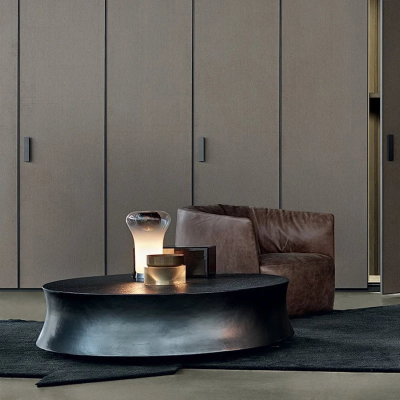 Wholesale Living Room Furniture Side Stool Gray Black Coffee Table Modern Oval Coffee table