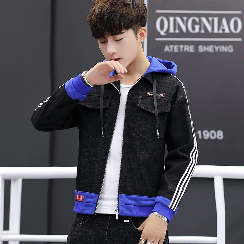 Chinese factory red jeans men shirts black jacket men jean jacket set