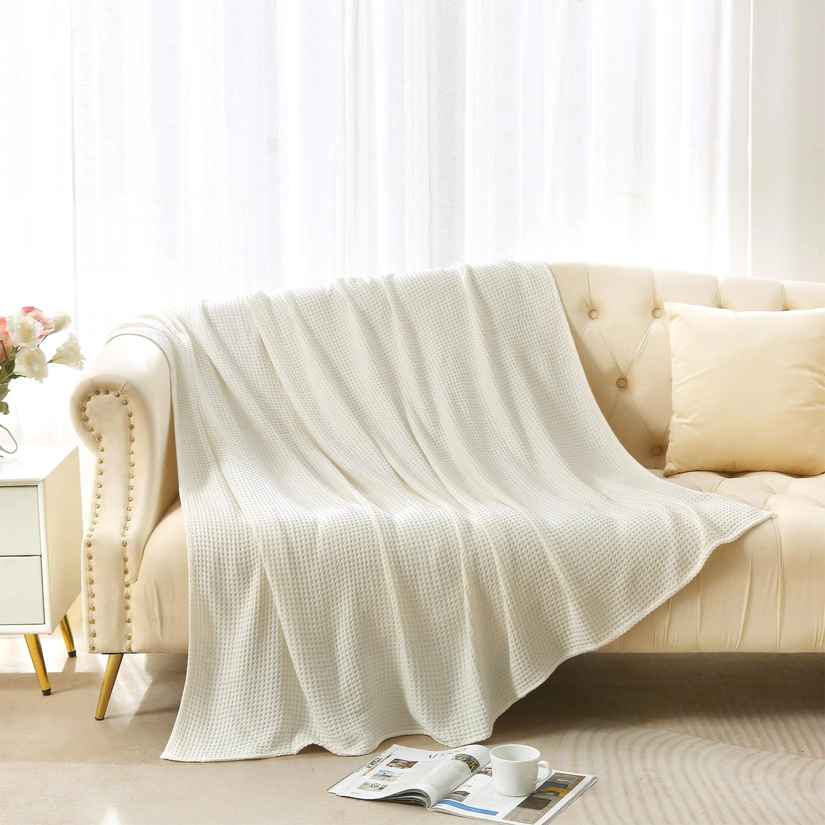 Mink Cooling Soft Cotton Sublimation Beach Moving Knitted Flannel Korean baby  knit blanket