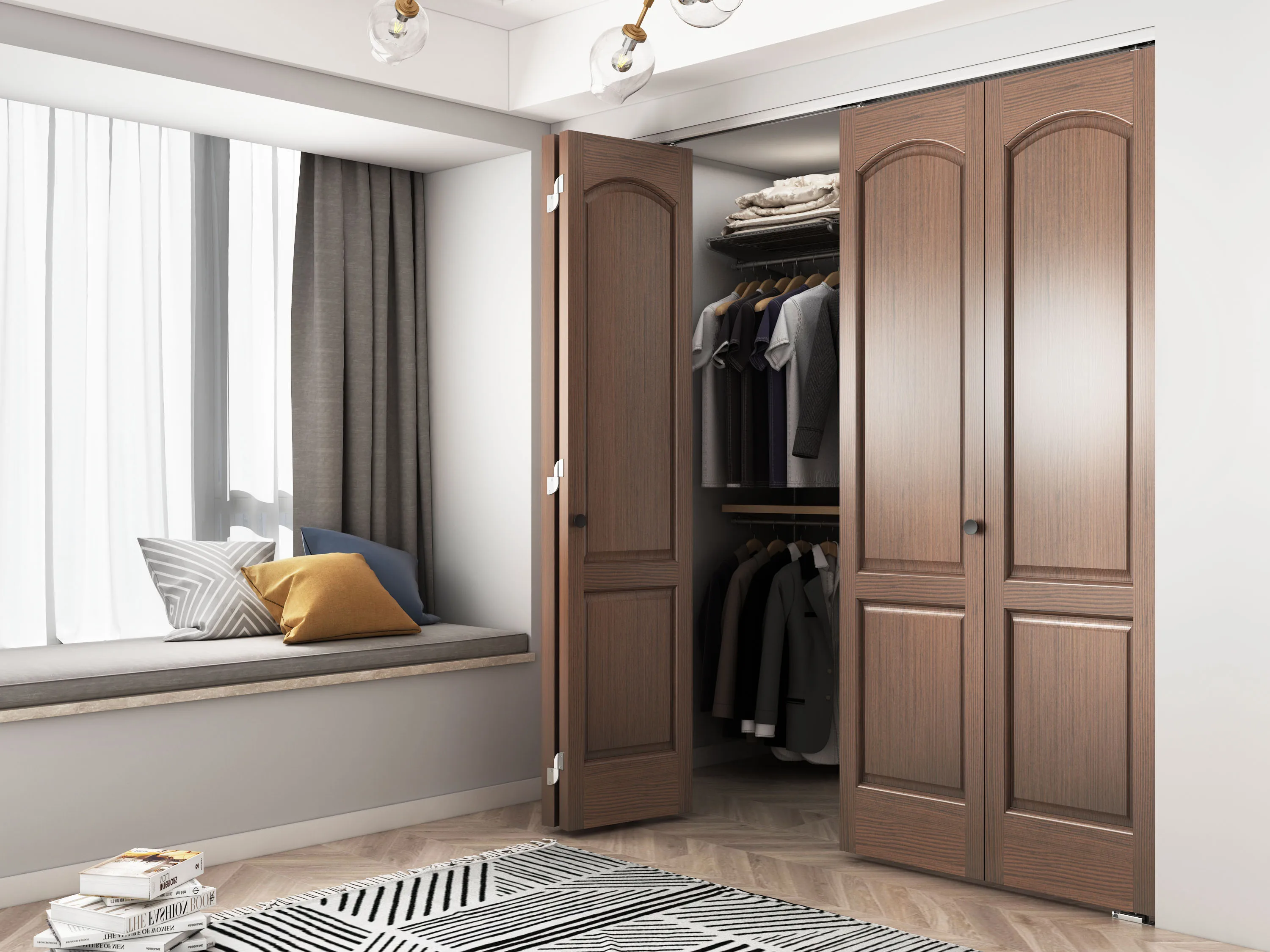 Interior 3-Wheel Hanger Bi-fold Box Track Sliding Closet,Wardrobe,Cupboard Door Hardware