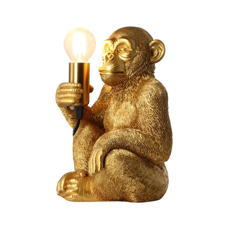 European Style Gold Resin Table Lamp LED Light Source for Indoor Lighting for Living Room and Bedroom Decor