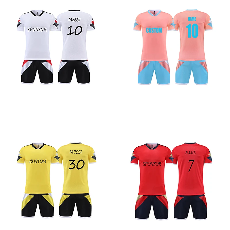 New Design 2022-23 Thai Quality Breathable Soccer Kits 100% Polyester Sublimation Custom Team Logo 7v7 Soccer Uniform