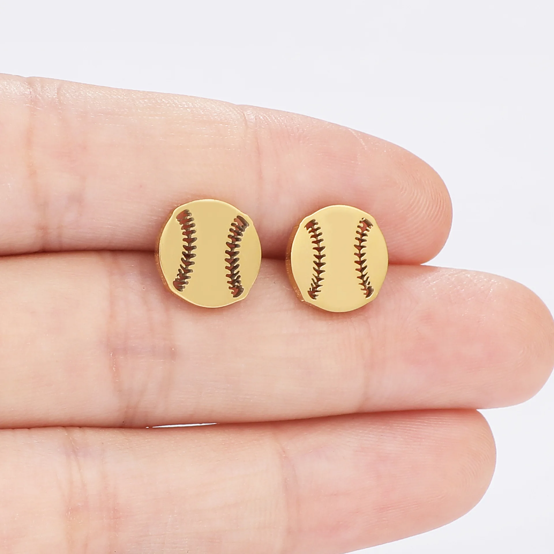 American Football Earrings Stainless Steel Fashion Sports Jewelry Non Allergic Non Fading Gold Plated Baseball Ear Accessories