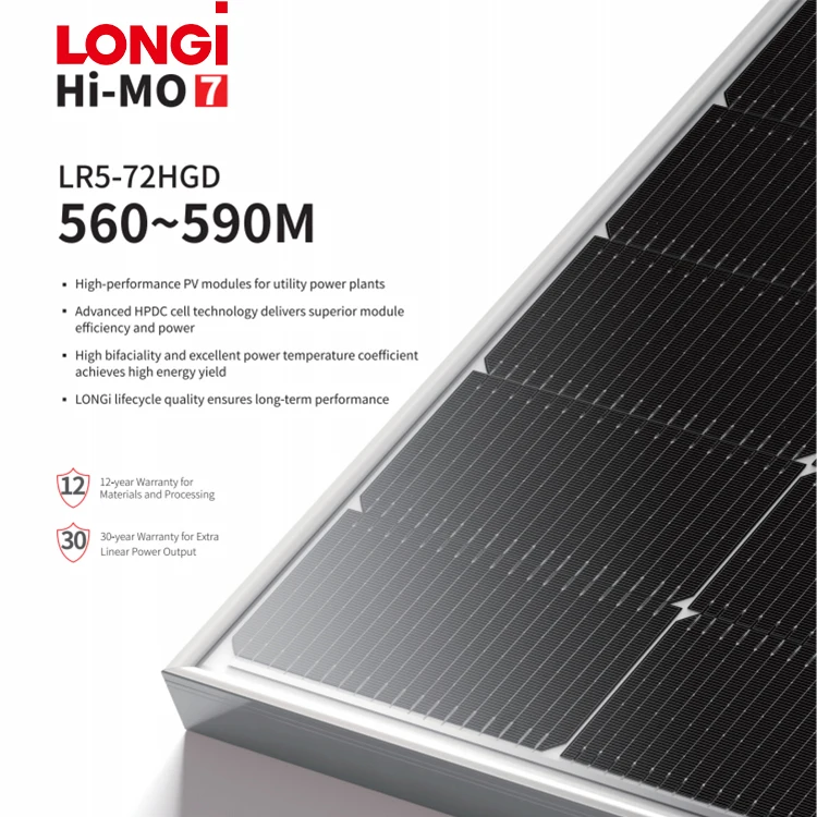 Longi High Efficiency Hi-Mo 7 Solar Panels 580w LONGi Himo 7 Pv Solar Power Modules Bifacial 560w 565w 570w 575w 585w 590 Watts