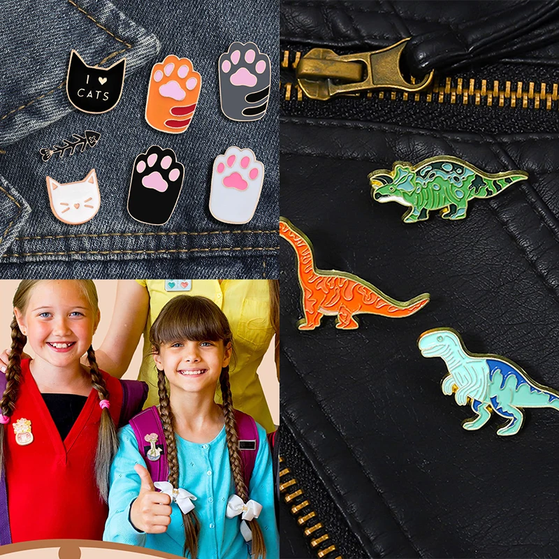 Factory Custom Wholesale Anime Cartoon Funny Metal Badge Lapel Hard Soft Cat Planner Enamel Car Pins Lot Bulk Brooch Pin Set