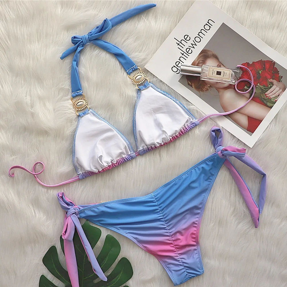 2022 Rhinestone Swimsuit Women Bikinis Crystal Diamond Bikini Set Metal Chain Swimwear female Luxury Aristocratic Swimming Suit