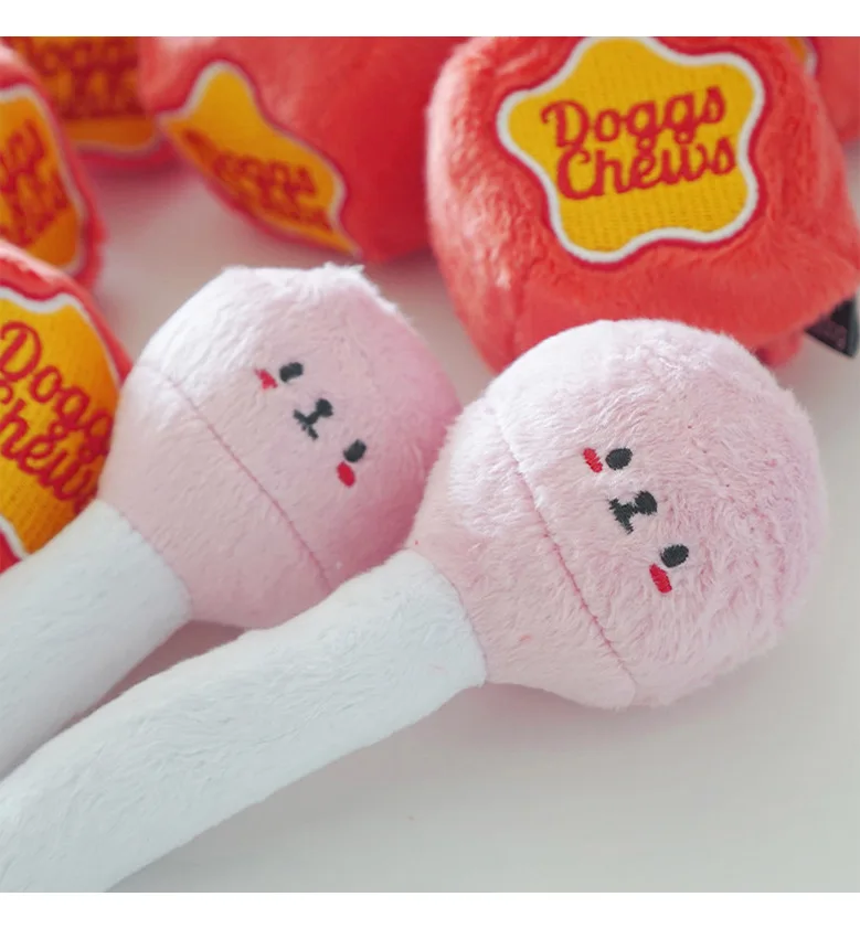 Holiday Sweet Candy Pet Chew Toys Plush Soft Eco Friendly Dog Squeaky Stuffed Toy