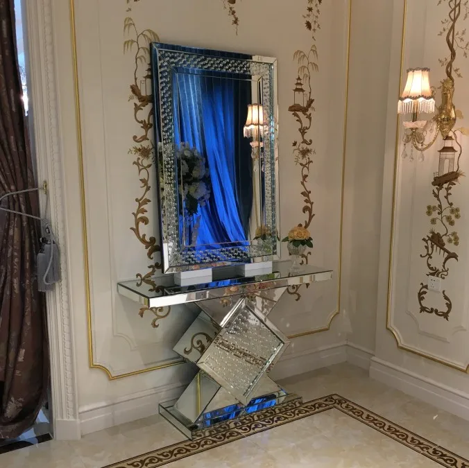 Современный плавающий Хрустальный зеркальный стол с зеркалом