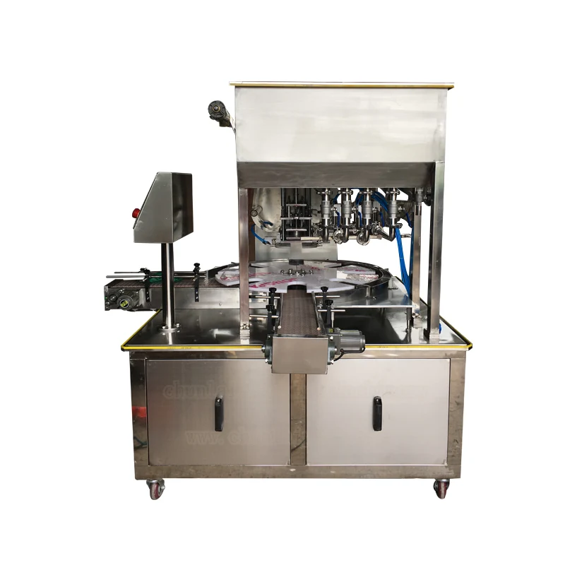 Auto Rotary Liquid Bottle Filling Sealer Custom 4 Nozzle Coconut Milk Container Foil Cutting Sealing Machine For Production Line