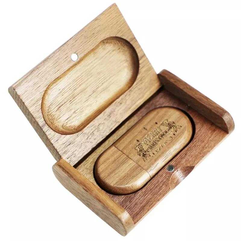 OEM cle Walnut Maple Wooden Album Box 4*6 inch Photo Printing USB Package Box with acrylic cover wooden USB Flash Drives