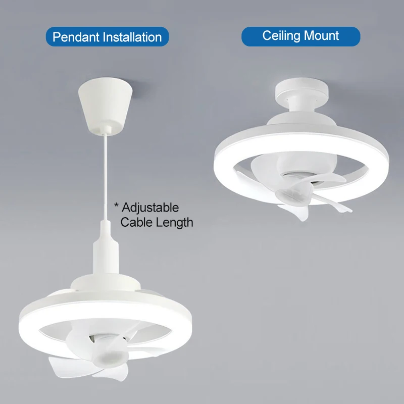 Indoor Heat Home Living Room Bathroom Socket E27 Bulb Smart Dimmable Led Ceiling Light with Fan and Remote Control