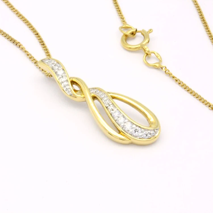 Custom made 18K 14K 9K Yellow Gold with Rhodium plated Natural Diamond Classic Pendant bijoux femme