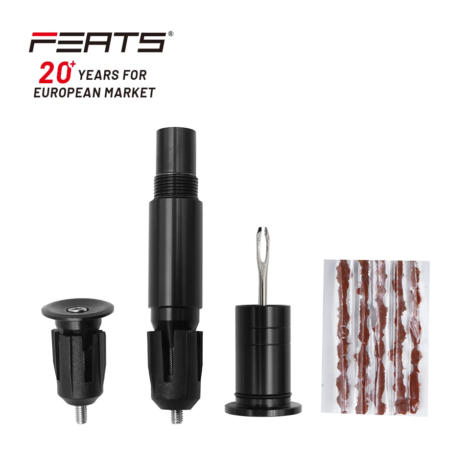 FERTS Bicycle Tubeless Tire Repair Kit Bike Tyre Puncture Sealant Rubber Stripe Drill Repair Too Can be stored into handlebars