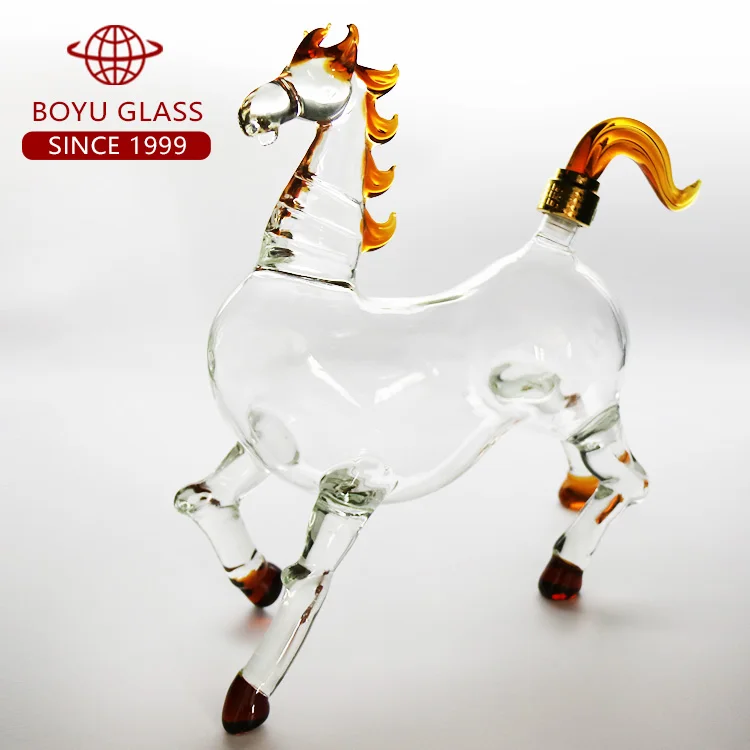 2024 New Design Horse Shaped Glass Bottle Craft Bottle Decanter Wine Bottle