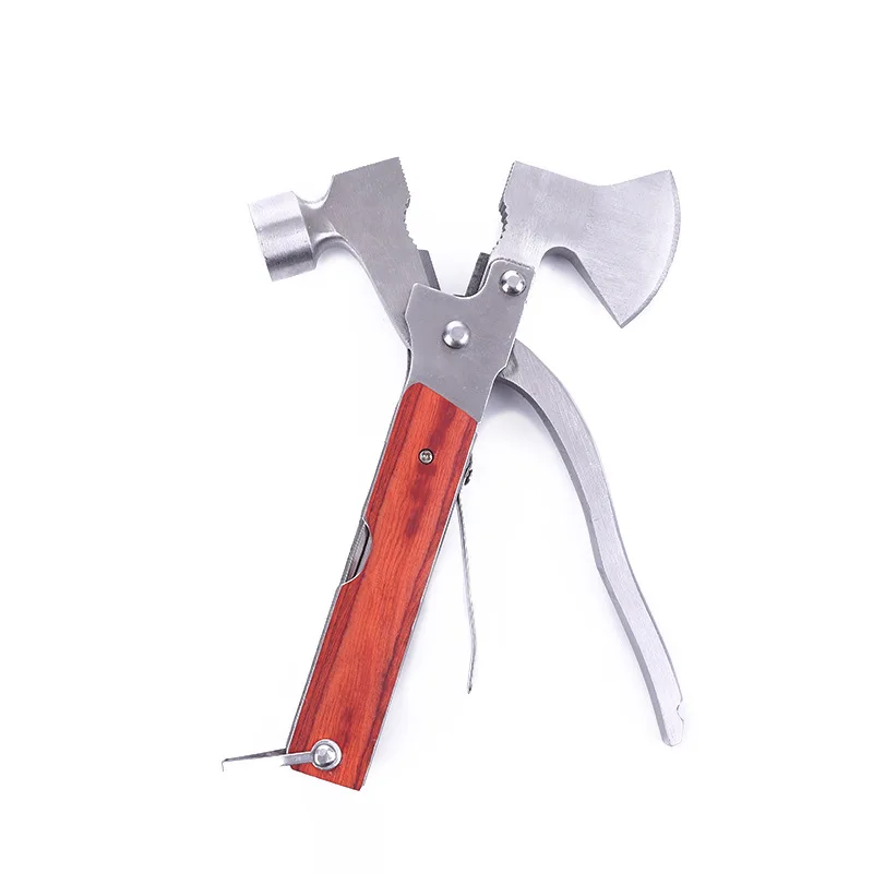 Outdoor 18 in 1 Multitool Survival Hammer Axe With Wood Handle
