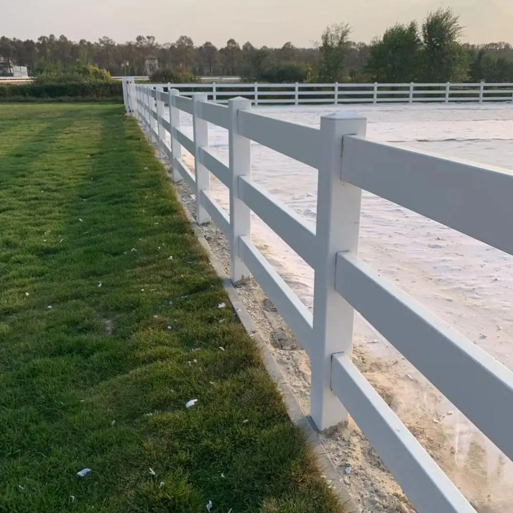 UV Resistant White Vinyl PVC Plastic 3 Rail Ranch Horse Fence