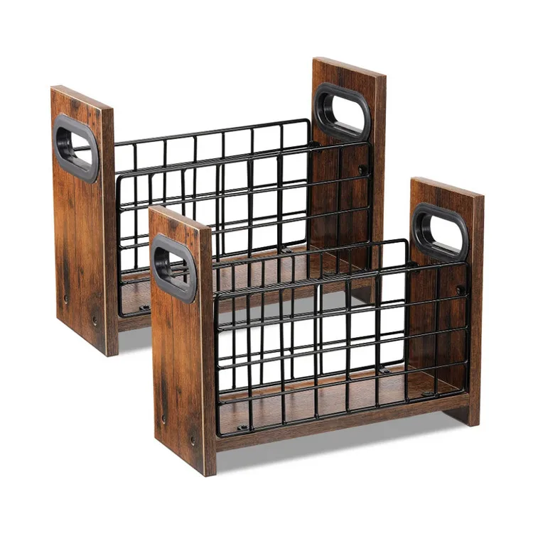 2 Piecesmagazine holder Desktop Magazine Rack Floor Rustic magazine basket  Farmhouse Metal