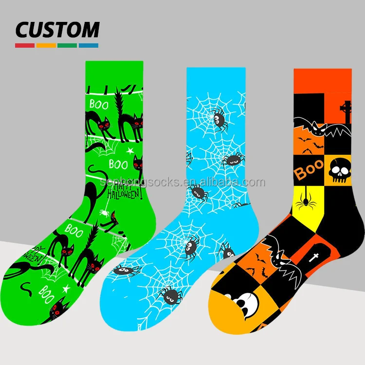 Factory Customised Fancy Skull Pattern Socks Unisex Happy Jacquard Cotton Hosiery Halloween Daily Wear Crew Socks