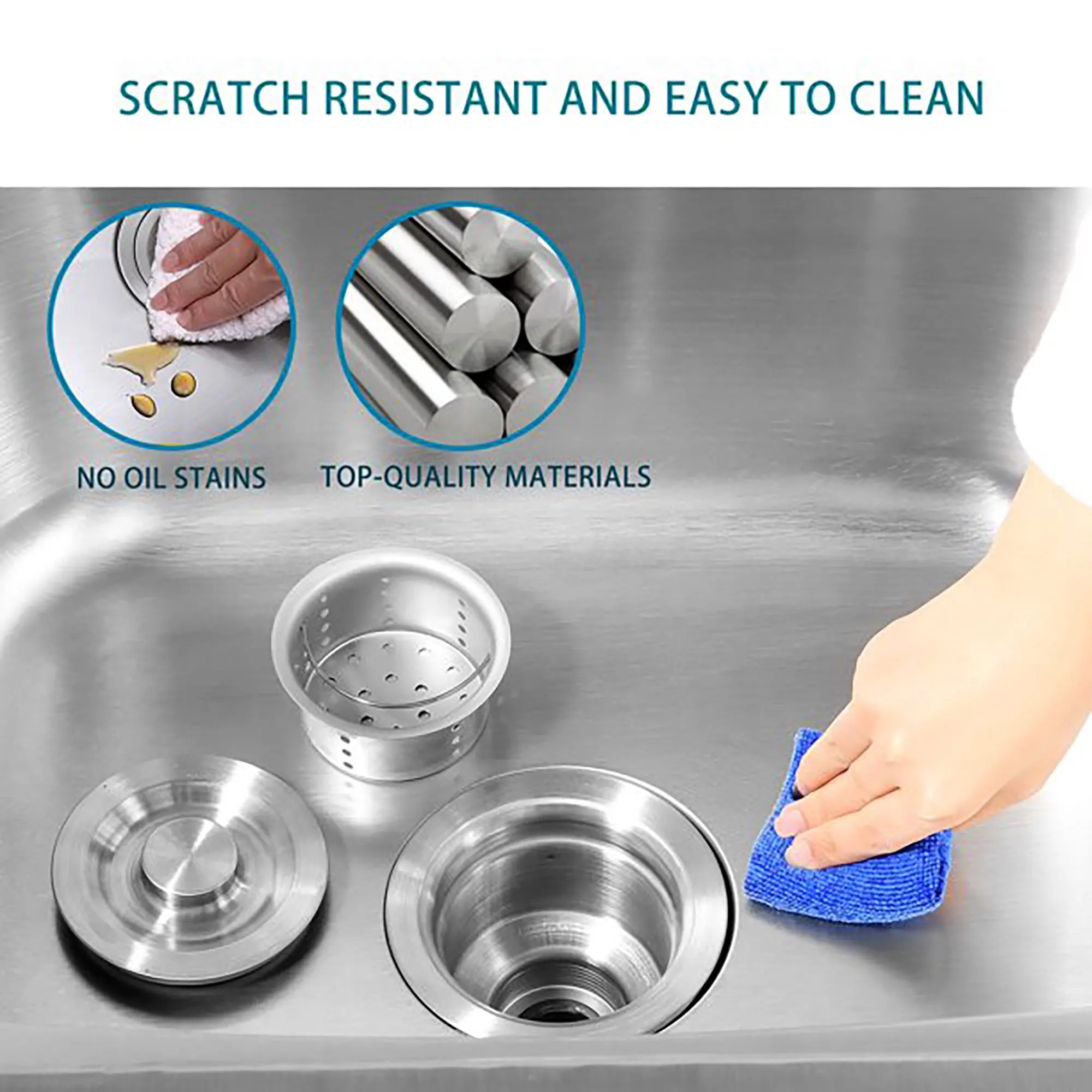 Free Standing  European Style 304  & 201 Stainless Steel Single Double Triple Sink With Work Station Industrial Cleaning Sink