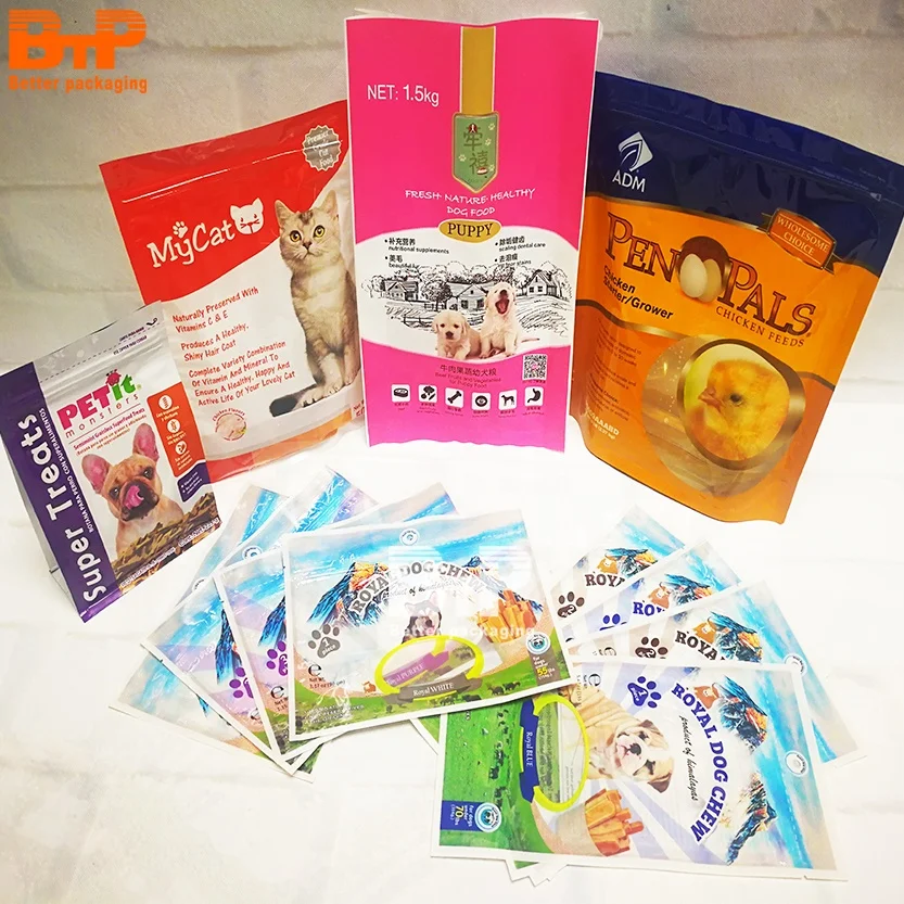Printing Custom 1kg 2kg Stand Up Nature Pet Food Animal Feed Zipper Lock Packaging Pet Snack Dog Treat Bag