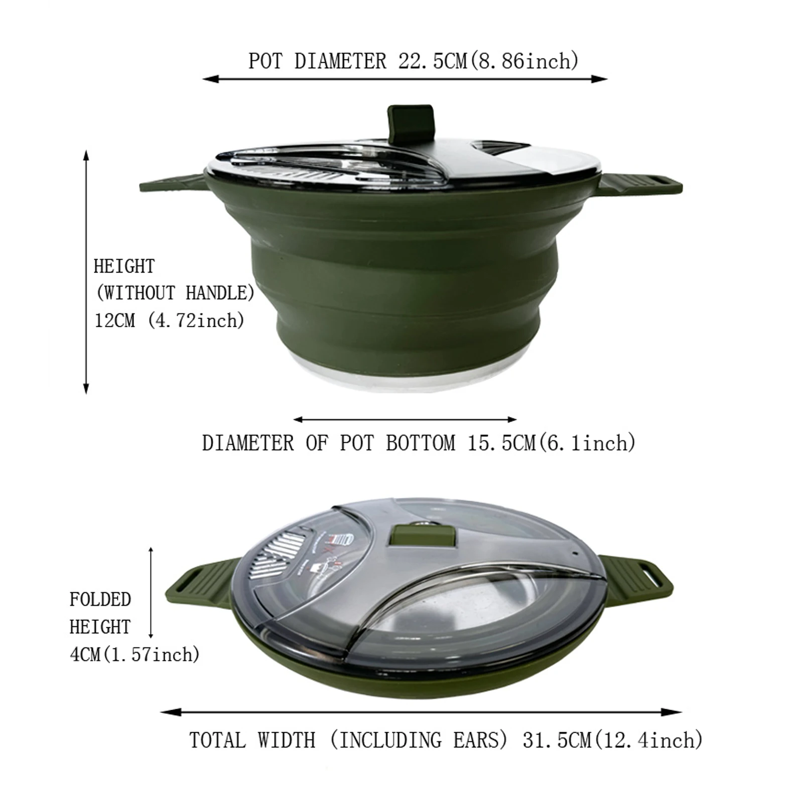 Hot sales 2.5L Large Outdoor Pots Silicone Foldable Camping Pot