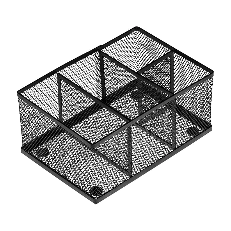 Mesh Desk Organizer Office Supplies Pencil Holder Storage Baskets for Desktop 4 Compartments