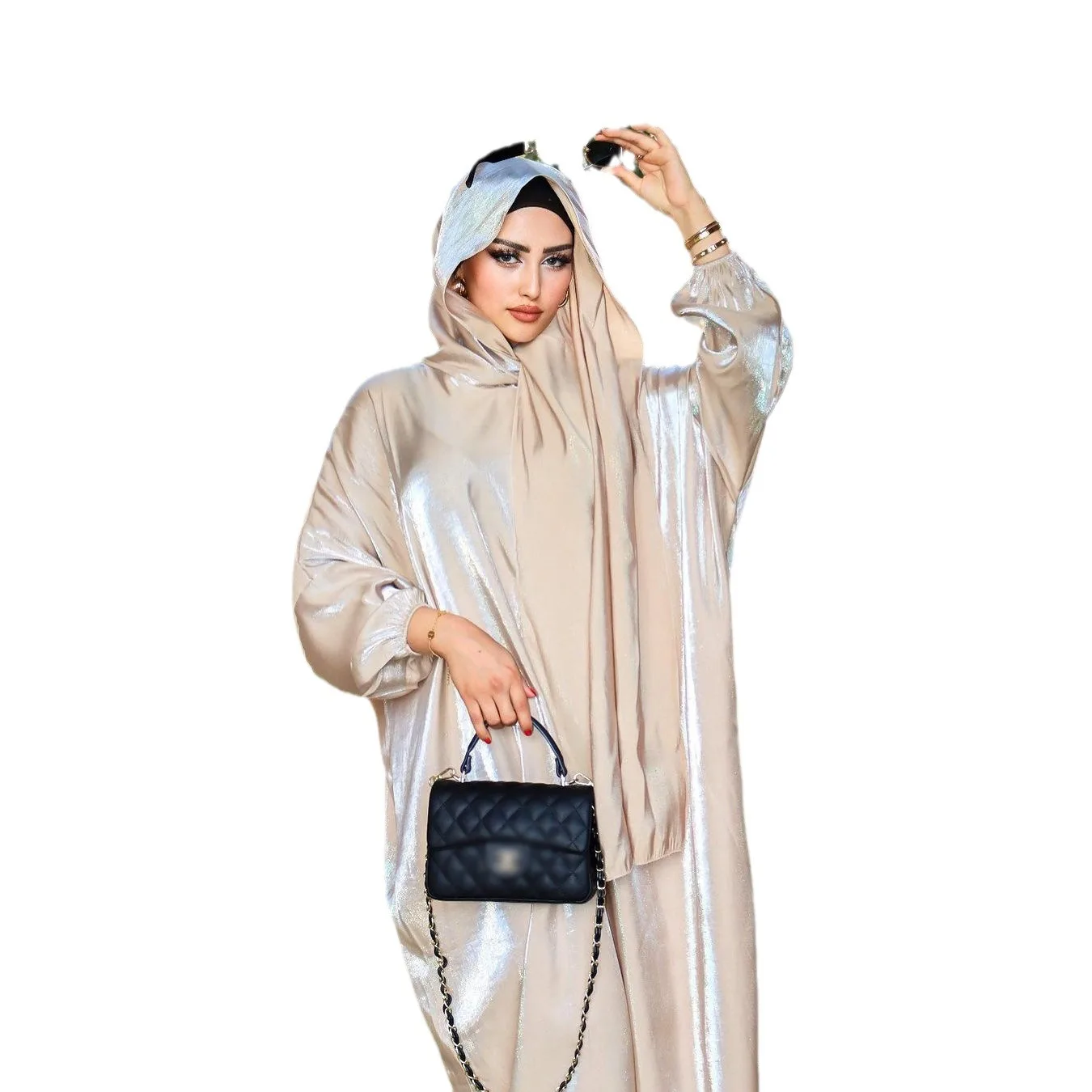 Muslim  Arabic Flash Cotton Batwing Abaya Dress Dubai Kaftan Turkish Abaya Dubai 2024 Abaya dress robe