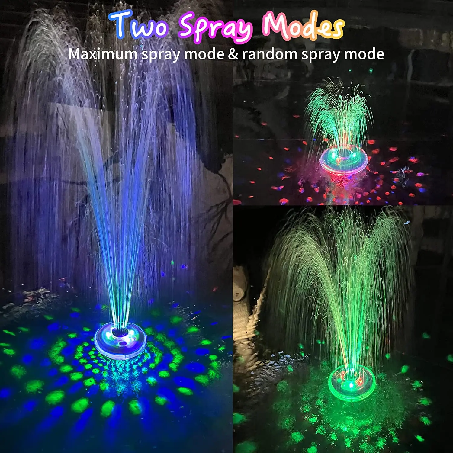 Colorful LED Pool Fountain Light Show used in Pool, Ponds, Spas and Hot Tubs