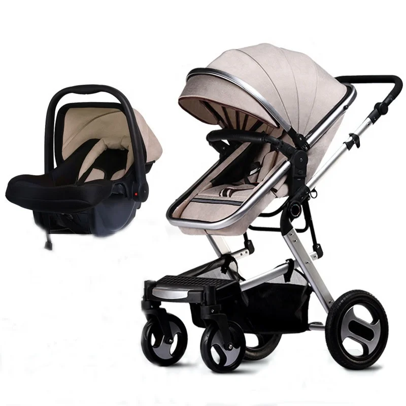 Travel System with Height Adjustable Reversible Seat Baby Stroller Lightweight Aluminum Frame with infant car seat