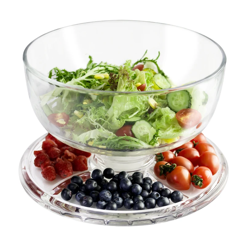 Hot Sale Multipurpose Desserts Sweets Salad Bowl Crystal Glass Food Container Cake Holder Fruit Nut Food Tray