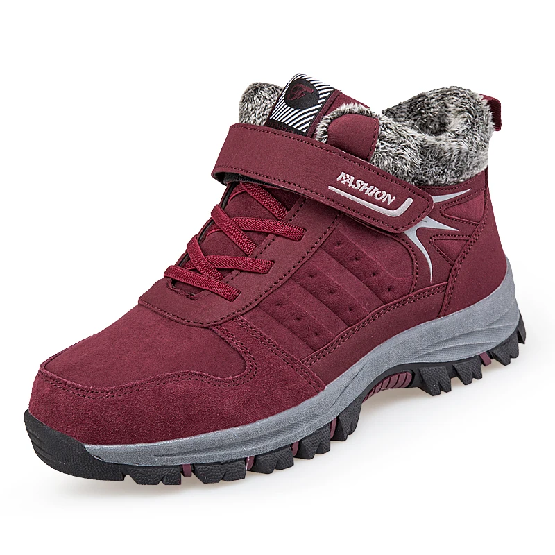 2021 New Men Boots Winter with Fur Warm Work Boots Men Winter Snow Casual Shoes Sneakers High Top Rubber Ankle Boots Men shoes