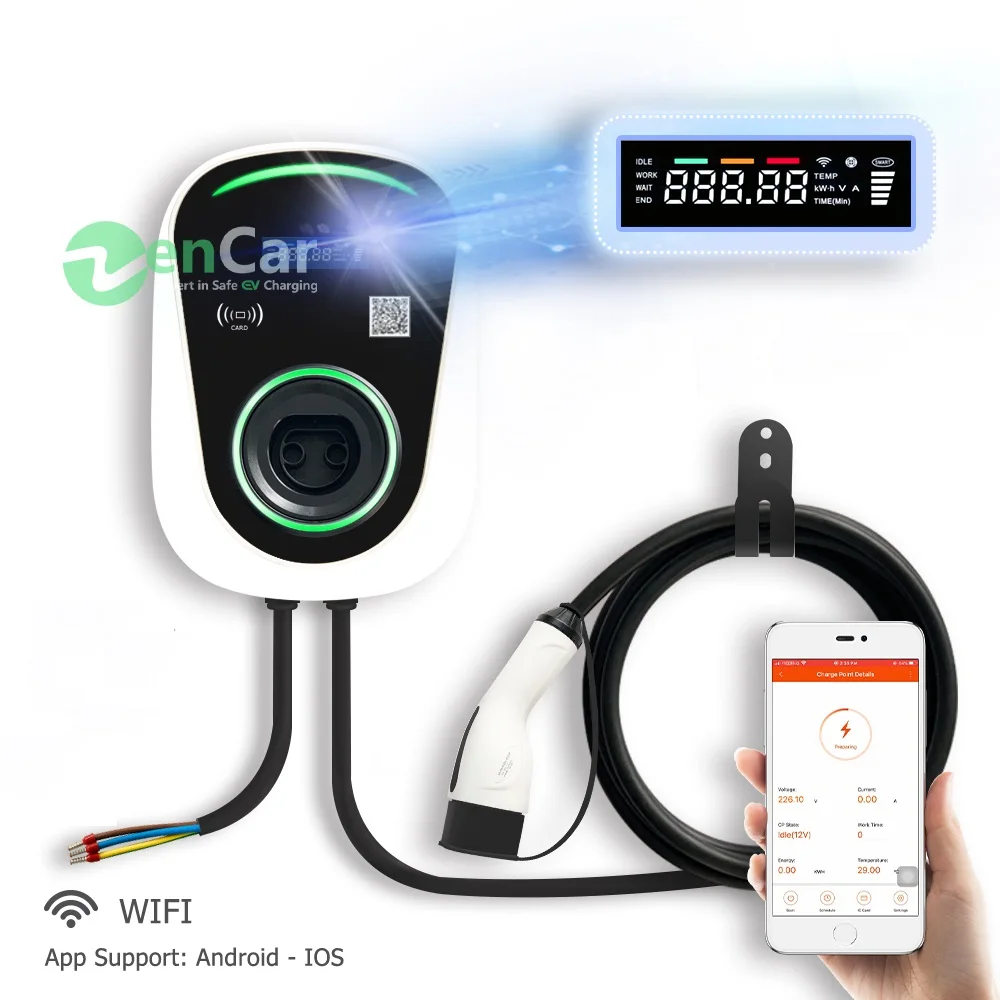 Duosida 22kw ev charging station OCPP 1.6 32A wallbox type 2 plug DC 6mA leakage protection wall mounted ev fast charging point