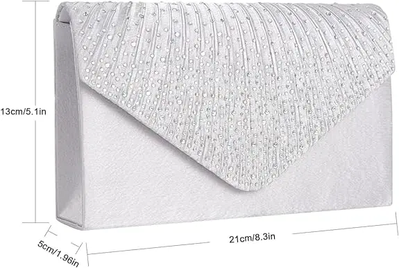 Clutch Purse Evening Bag for Women Prom Sparkling Handbag With Detachable Chain for Wedding and Party